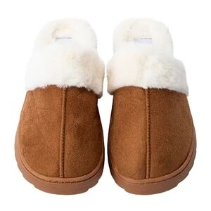 On Hold Cozy Brown and White Fur-Lined Slippers